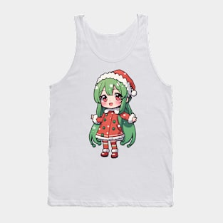 Cute christmas girl with green hair Tank Top